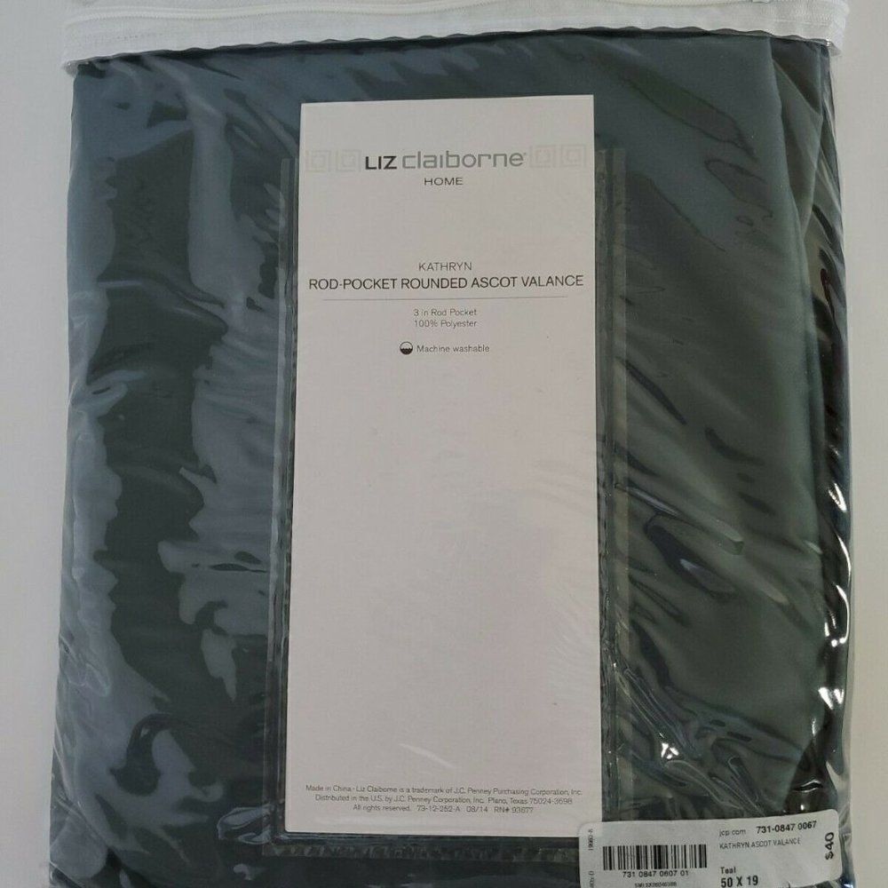 Liz Claiborne Kathryn Rounded Ascot Valance  teal Window Curtain